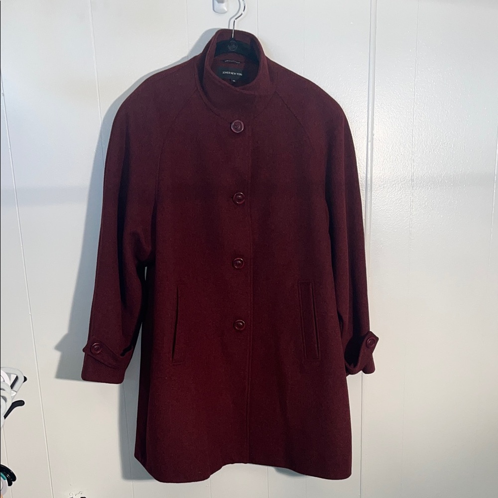 Jones New York Women's Burgundy Pea Coat